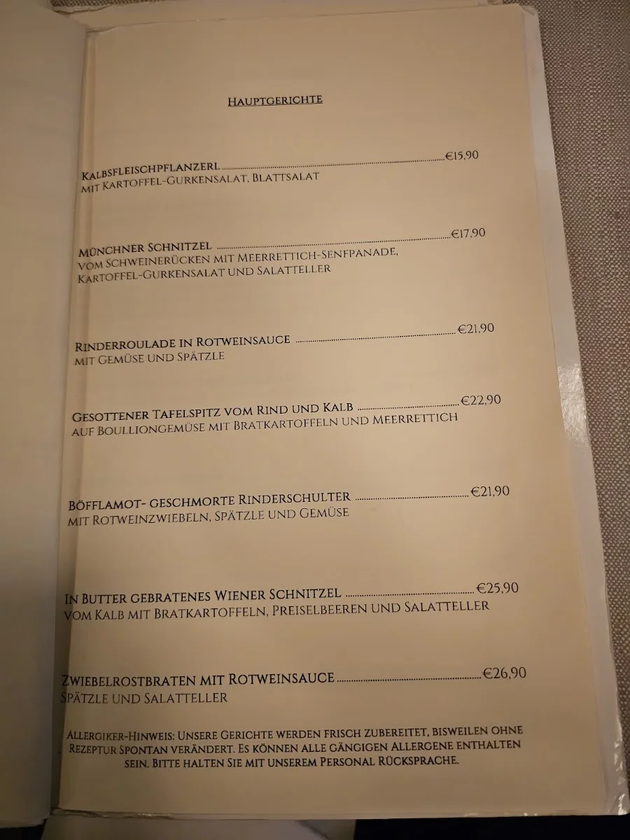 Kraillinger Brauerei – Speisekarte in Krailling, Bayern
