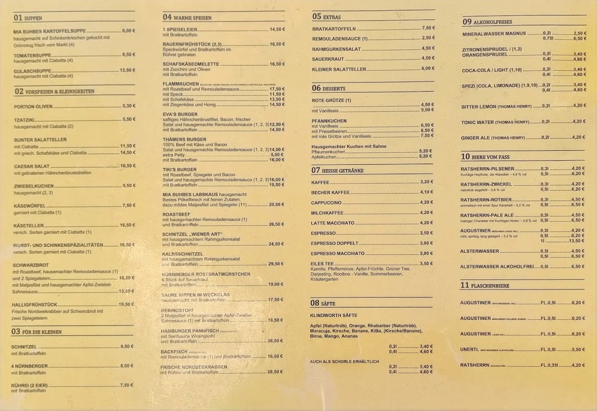 Thämer's – Speisekarte in Hamburg