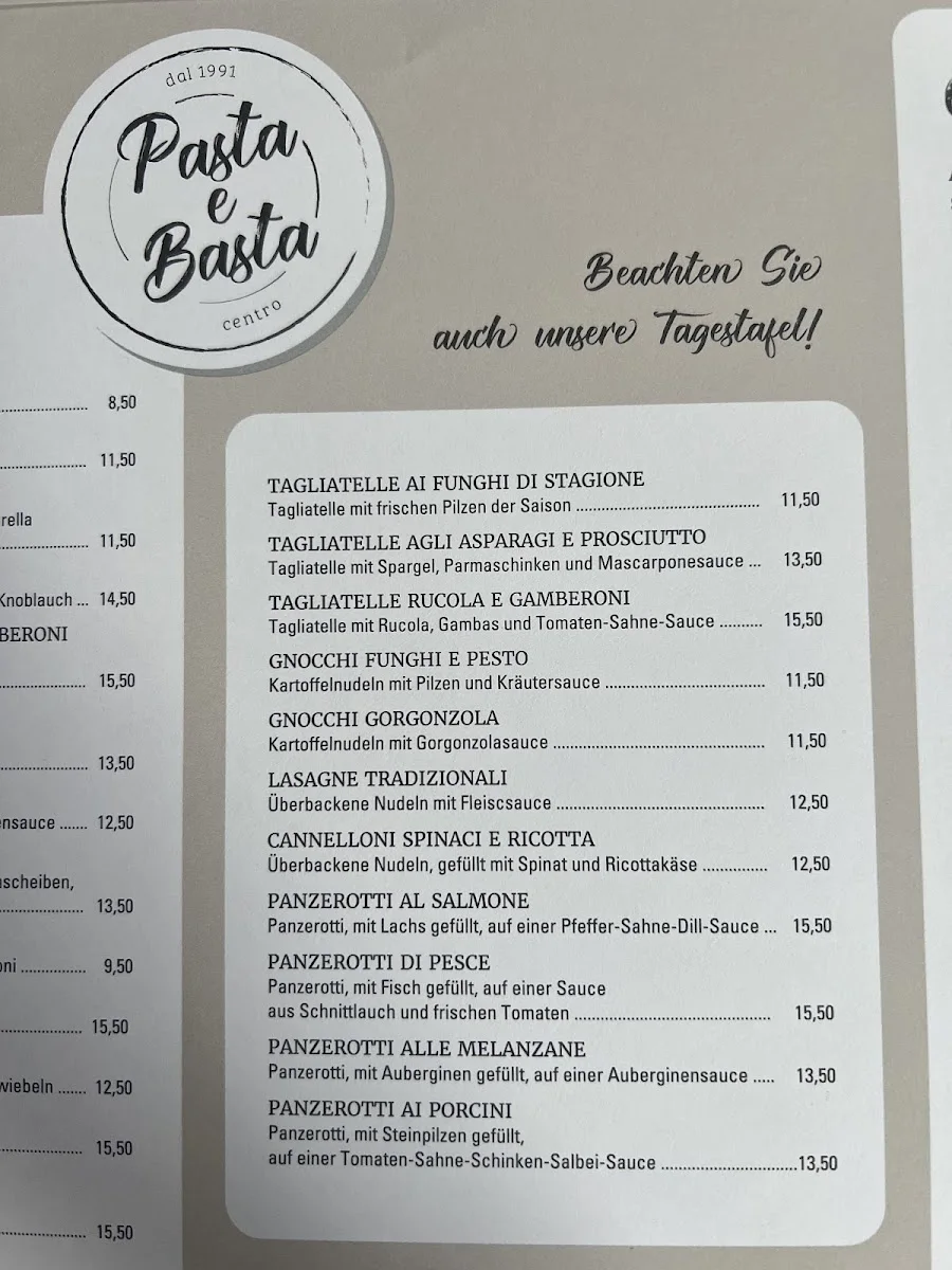 Pasta e Basta al Centro – Speisekarte in Münster, Nordrhein-Westfalen
