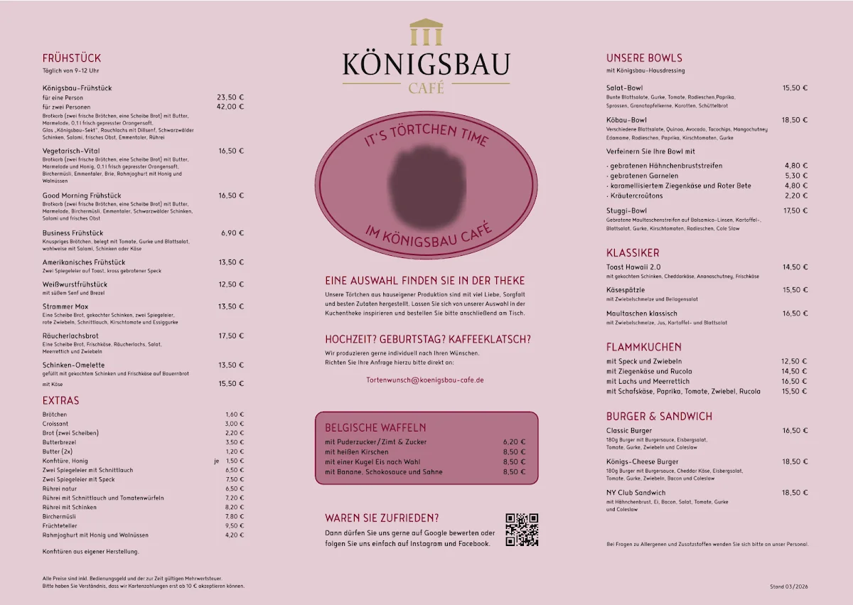 Königsbau Café – Speisekarte in Stuttgart, Baden-Württemberg