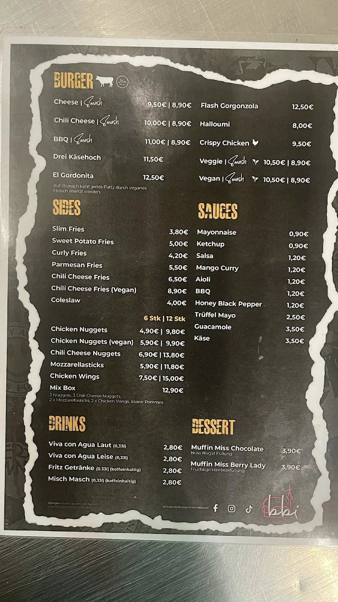 Berlin Burger International – Speisekarte in Berlin
