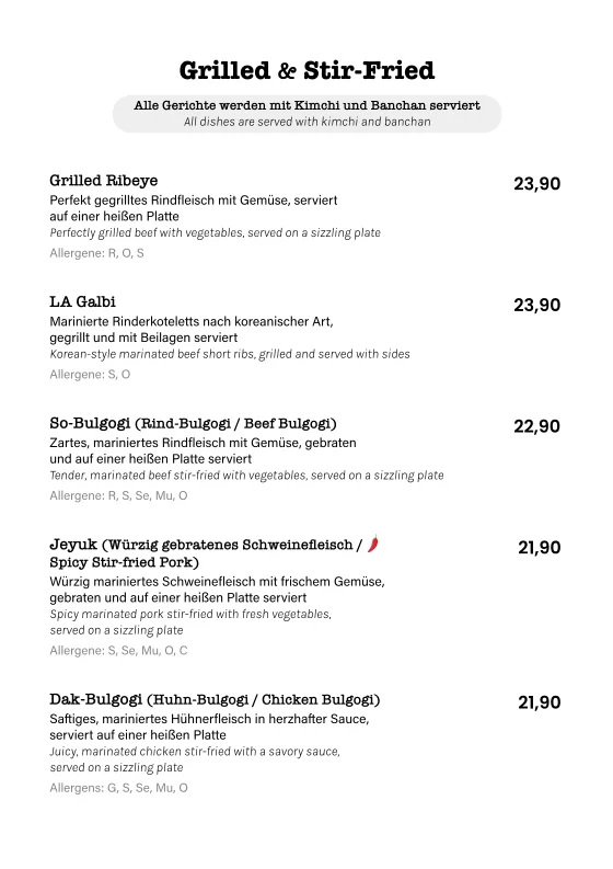 MODU - Koreanisches Bistro – Speisekarte in Berlin
