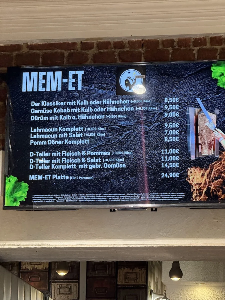 MEM-ET – Speisekarte in Köln, Nordrhein-Westfalen