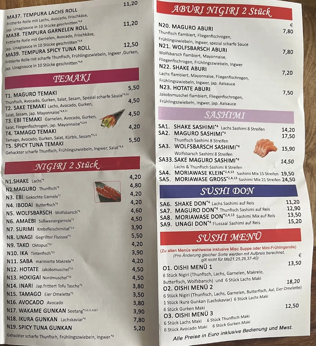 Oishi Sushi Restaurant - Stuttgart – Speisekarte in Stuttgart Feuerbach, Baden-Württemberg