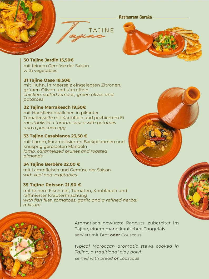 BARAKA Restaurant – Speisekarte in Berlin