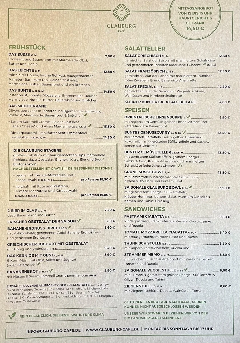 Glauburg Café – Speisekarte in Frankfurt am Main, Hessen