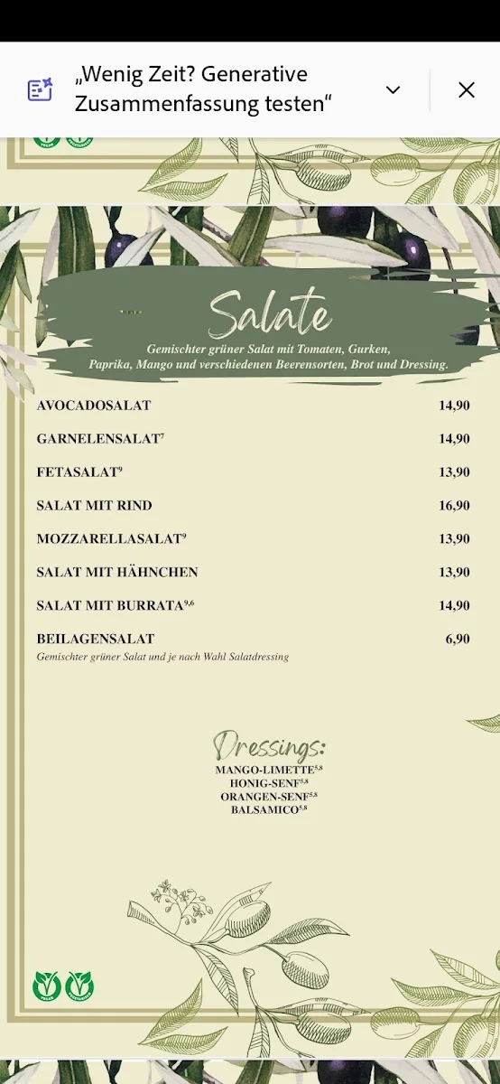 Olive Fulda Pasta&Salat – Speisekarte in Fulda, Hessen