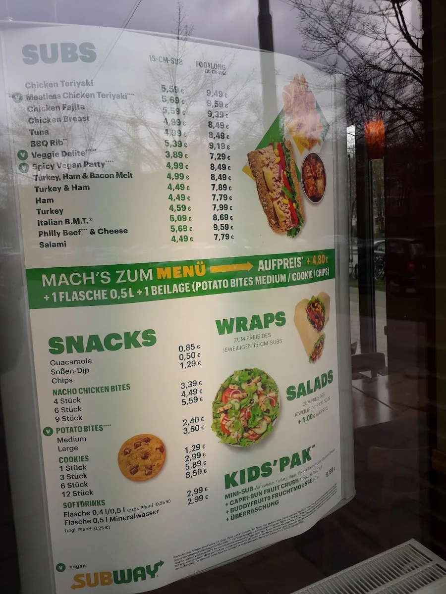 Subway – Speisekarte in München, Bayern