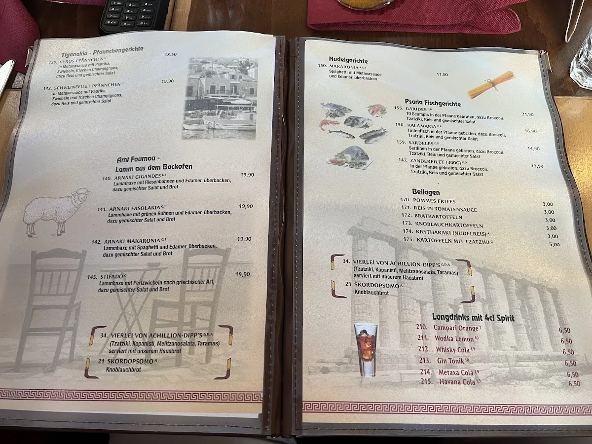 Griechische Taverna Achillion Restaurantbetrieb – Speisekarte in Woltersdorf, Brandenburg