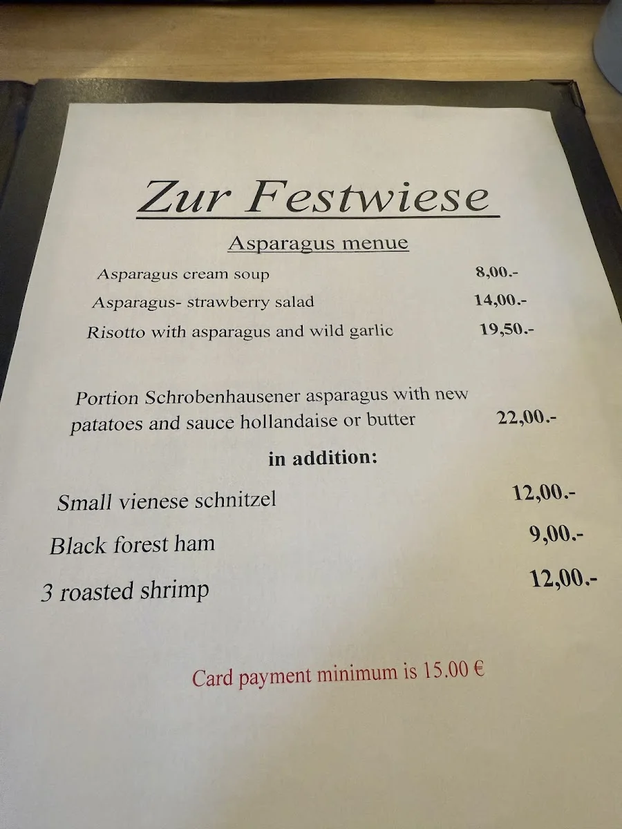 Zur Festwiese – Speisekarte in München, Bayern