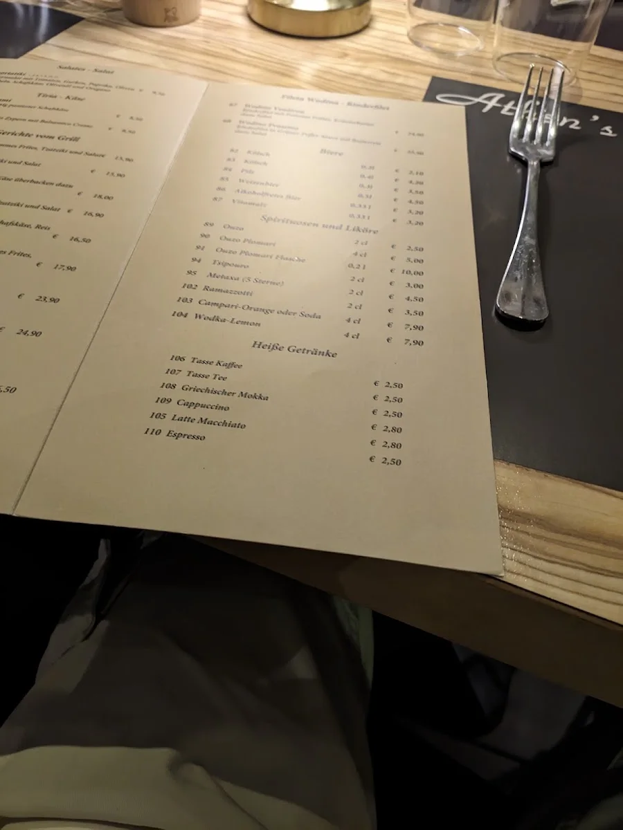 Restaurant Athen's – Speisekarte in Köln, Nordrhein-Westfalen