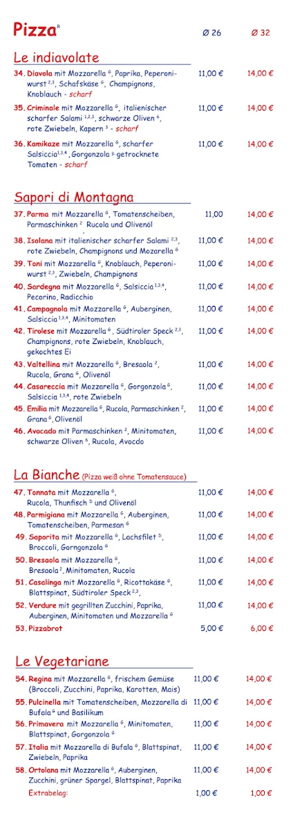 Pizzeria 4 Mori – Speisekarte in Mannheim, Baden-Württemberg