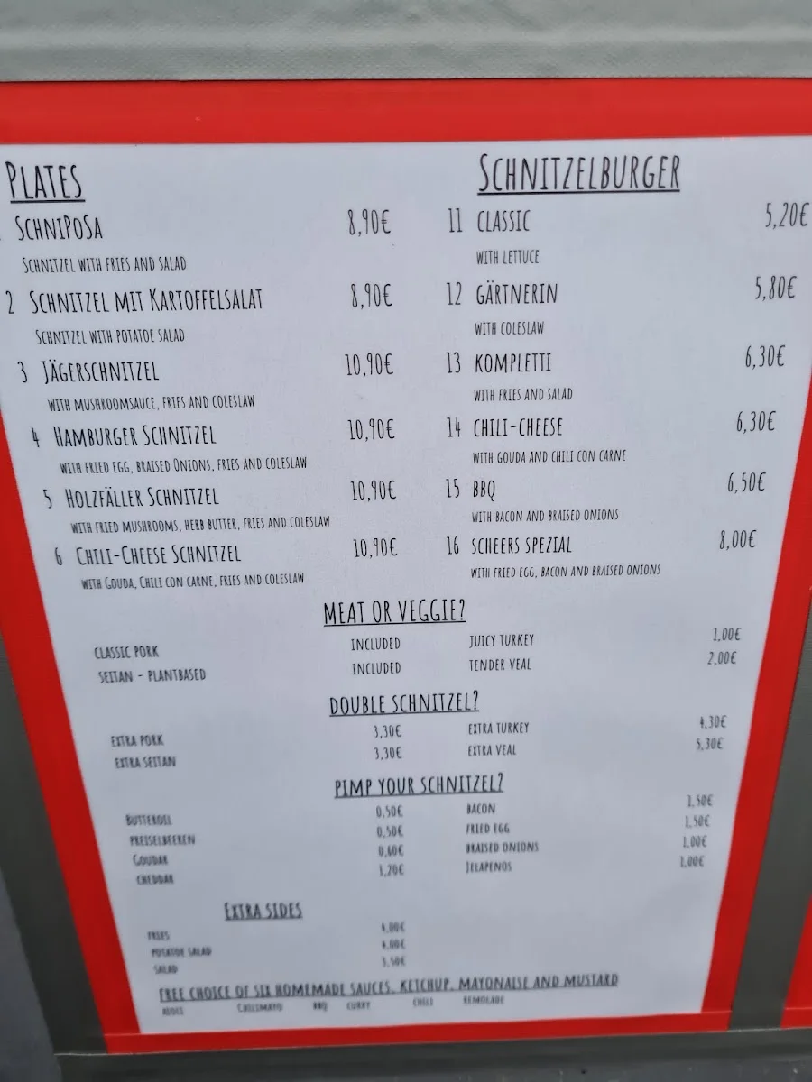 Scheers Schnitzel – Speisekarte in Berlin