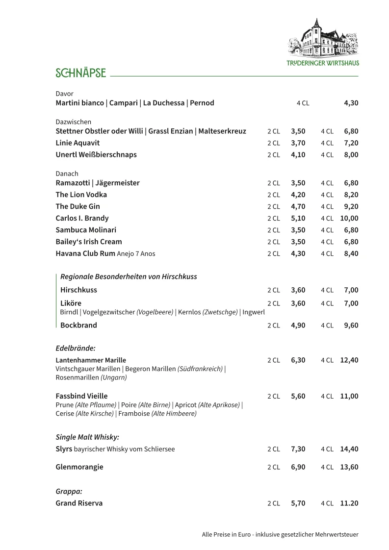 ‘s Truderinger Wirtshaus – Speisekarte in München, Bayern