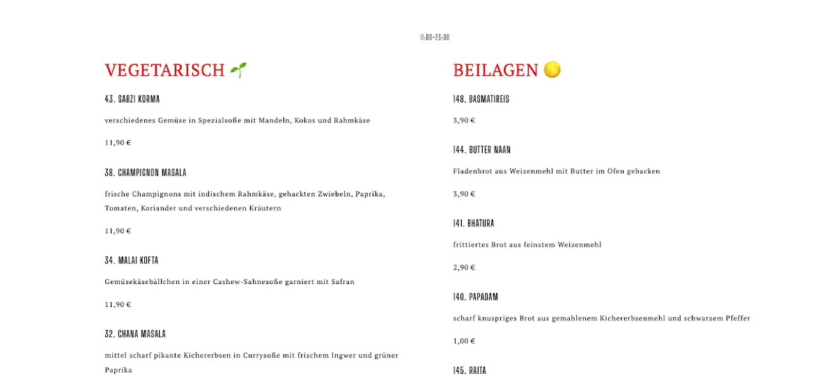 Gujrat Spice – Speisekarte in Berlin