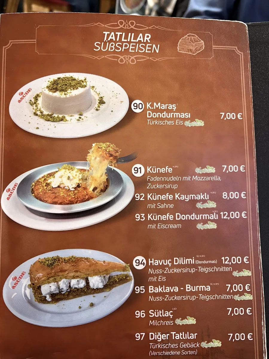 ASUDE Restaurant – Speisekarte in Berlin