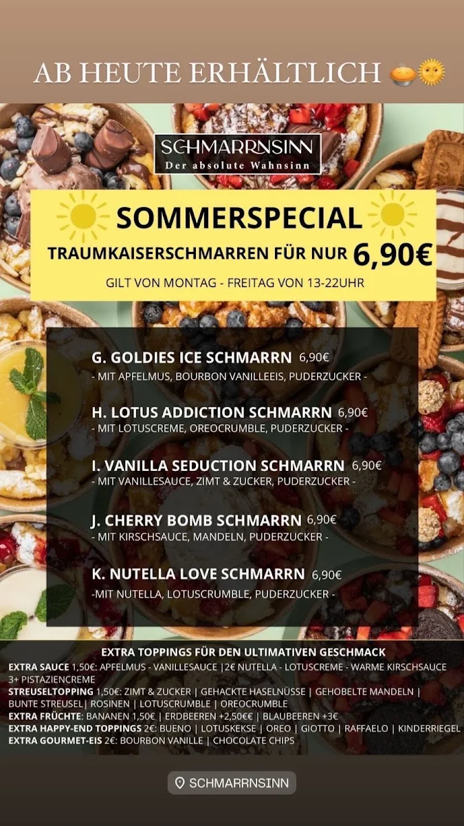 SCHMARRNSINN - Erstes Kaiserschmarrn Café Deutschlands! – Speisekarte in Frankfurt am Main, Hessen