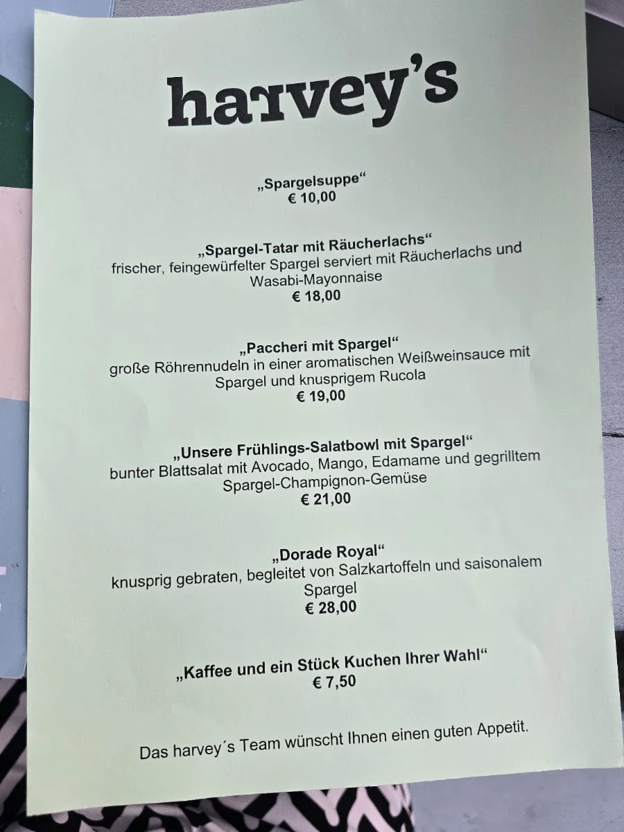 Harvey's – Speisekarte in Frankfurt am Main, Hessen