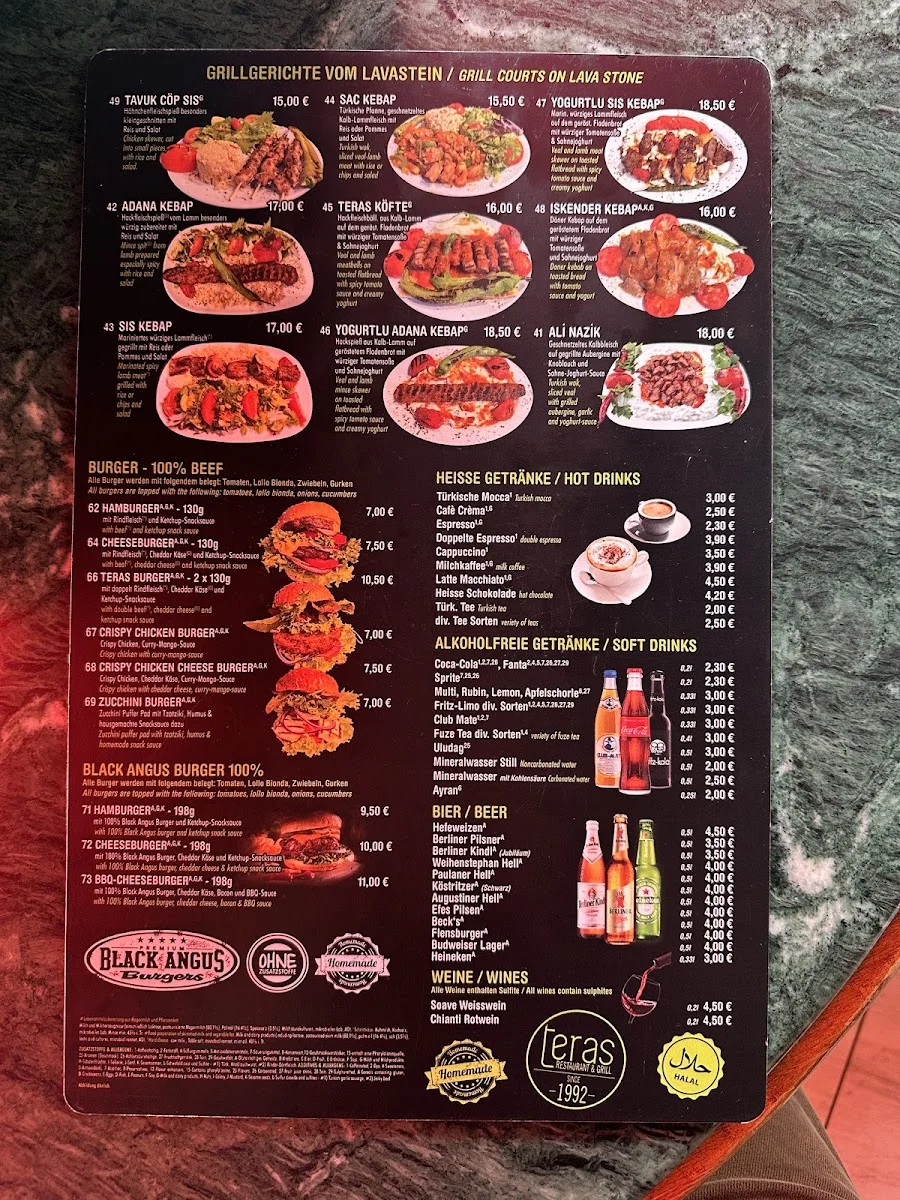 TERAS Döner Kebab – Speisekarte in Berlin