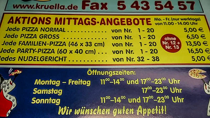 Pizza-Service Kruella – Speisekarte in Augsburg, Bayern