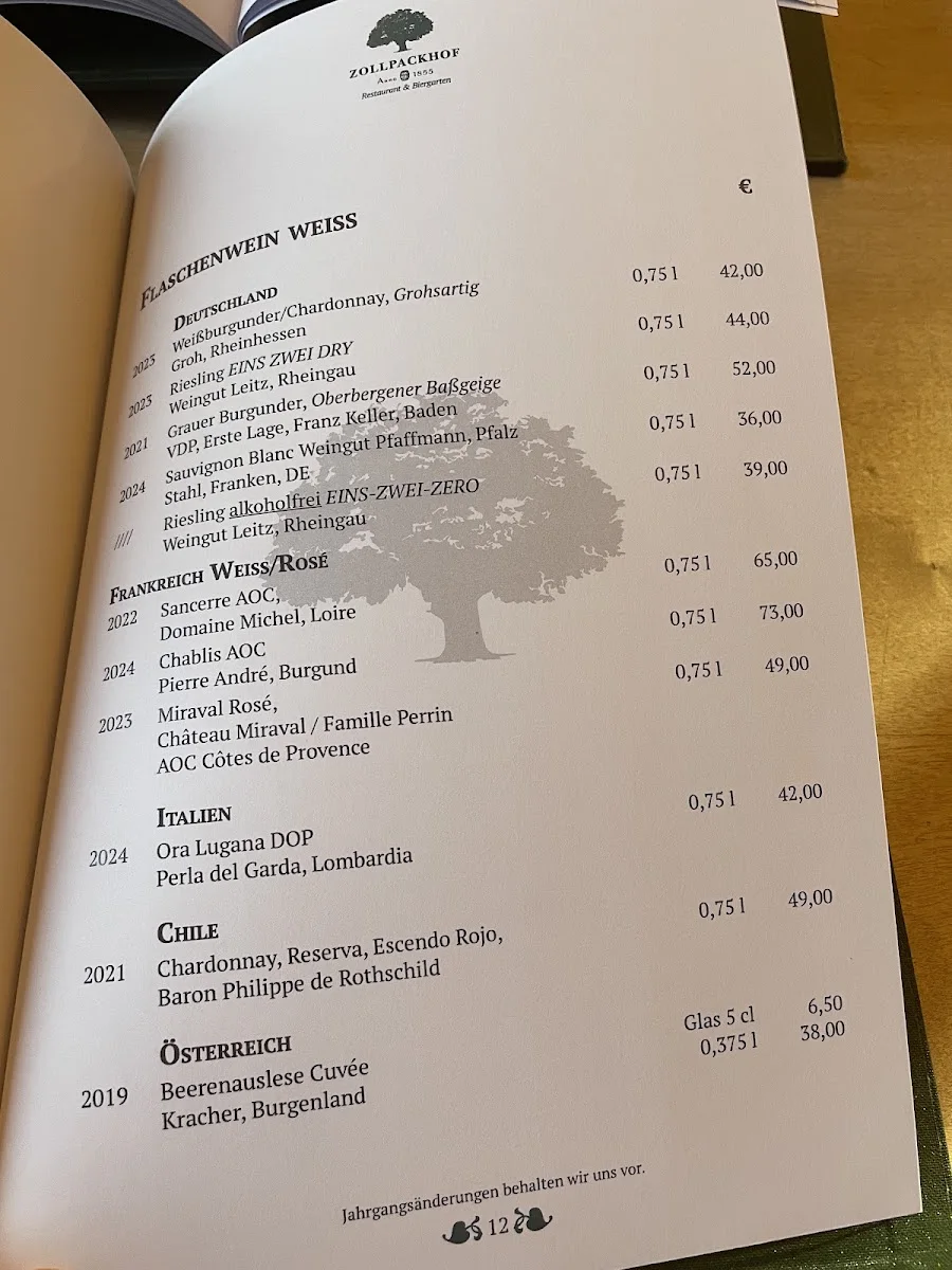 Zollpackhof – Speisekarte in Berlin