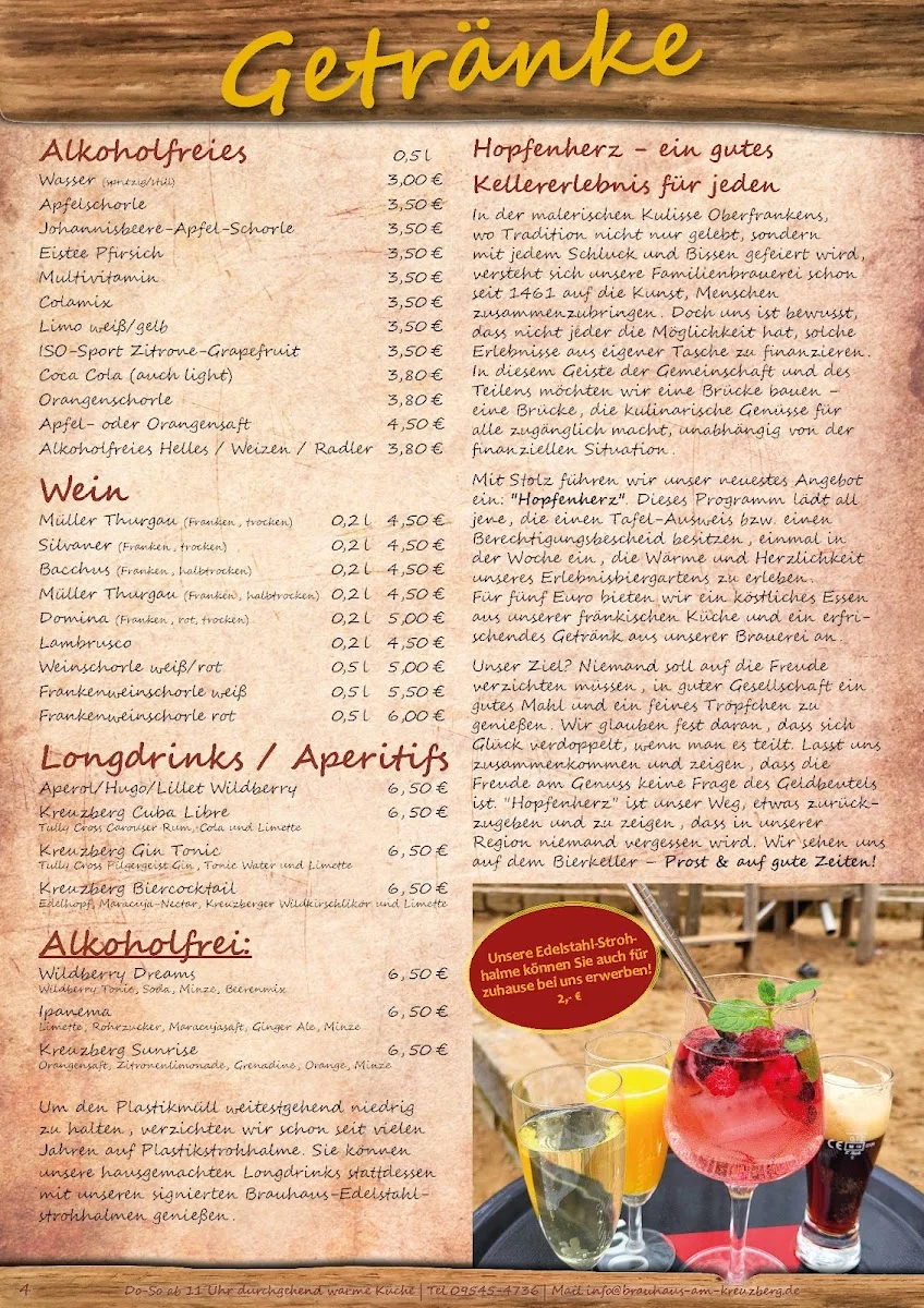 Brauhaus am Kreuzberg – Speisekarte in Hallerndorf, Bayern