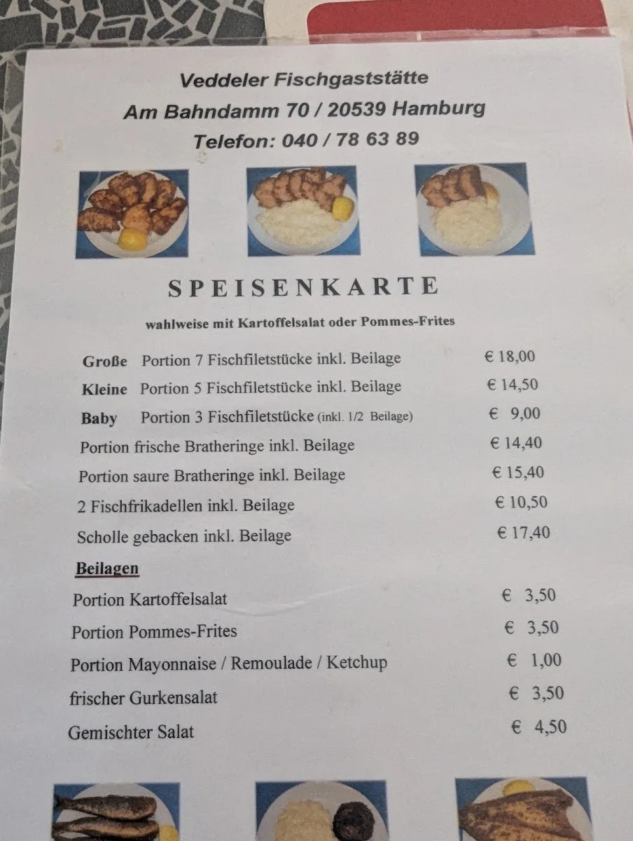 Veddeler Fischgaststätte – Speisekarte in Hamburg