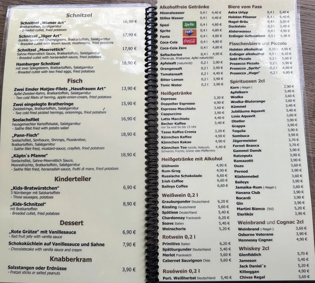 NAGEL Restaurant und Kneipe in Hamburg – Speisekarte in Hamburg
