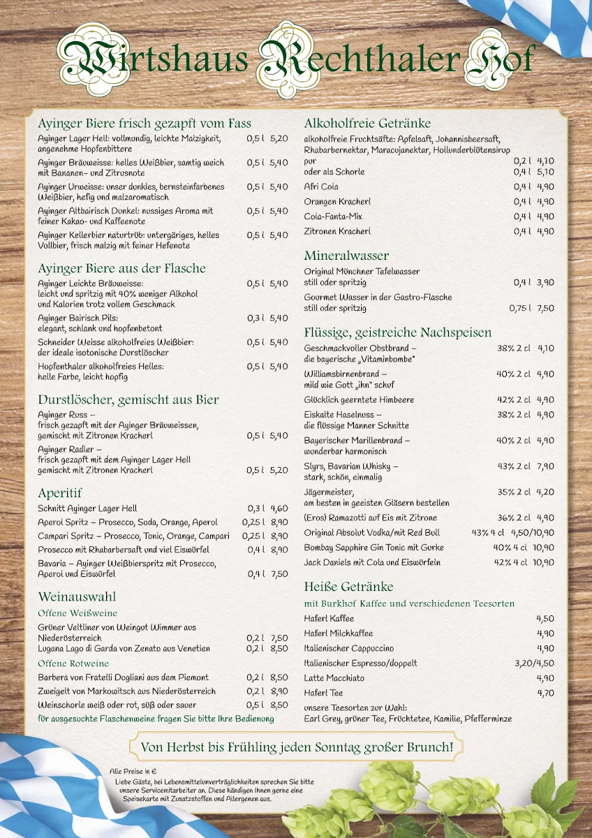 Wirtshaus Rechthaler Hof – Speisekarte in München, Bayern
