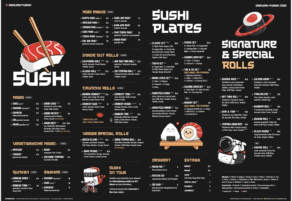 Daruma Fusion - Sushi & Asian Restaurant Düsseldorf – Speisekarte in Düsseldorf, Nordrhein-Westfalen