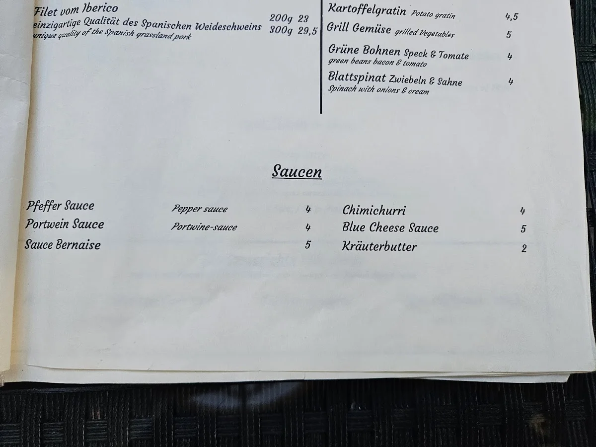 Steakhouse ASADOR – Speisekarte in Berlin