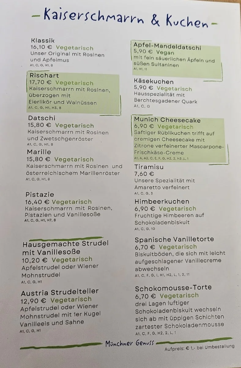 Rischart Café am Marienplatz – Speisekarte in München, Bayern