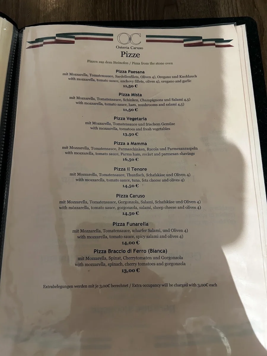 Osteria Caruso – Speisekarte in Berlin