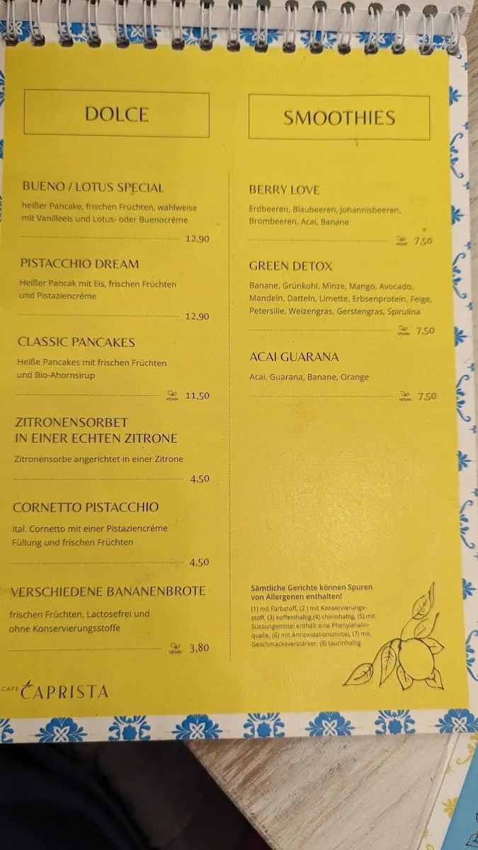 Café Caprista – Speisekarte in Köln, Nordrhein-Westfalen