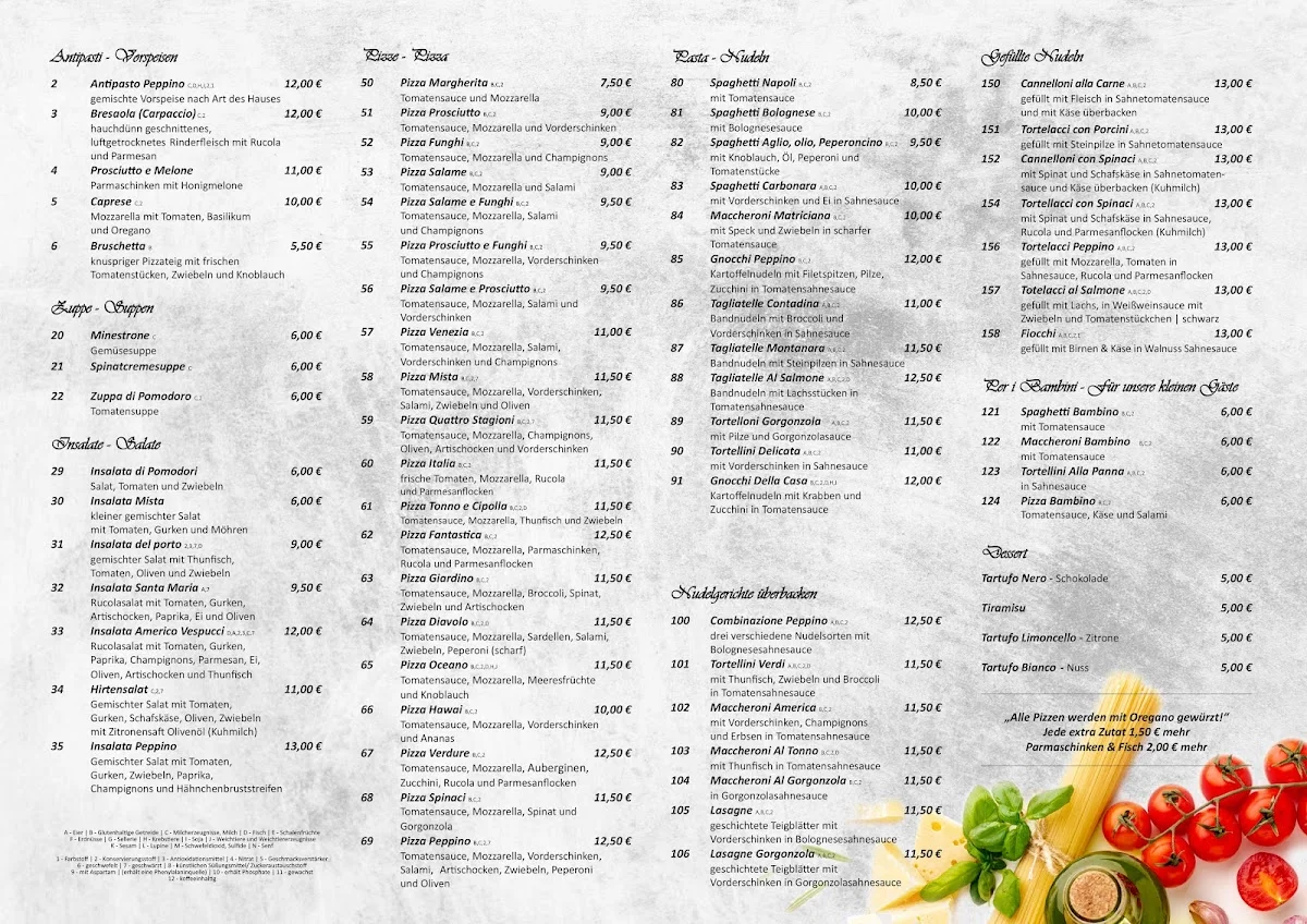 Ristorante Pizzeria Peppino – Speisekarte in Cuxhaven, Niedersachsen