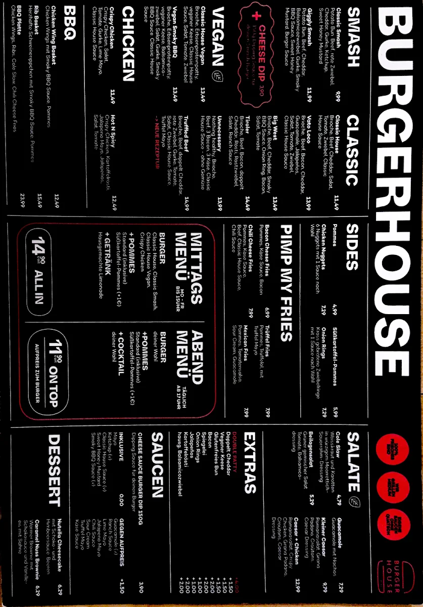 Burger House – Speisekarte in München, Bayern