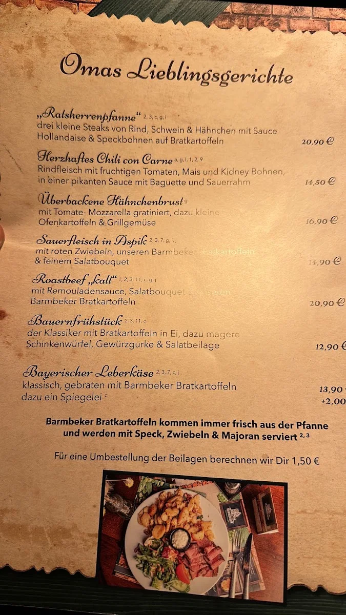 Barmbeker Schachcafé – Speisekarte in Hamburg