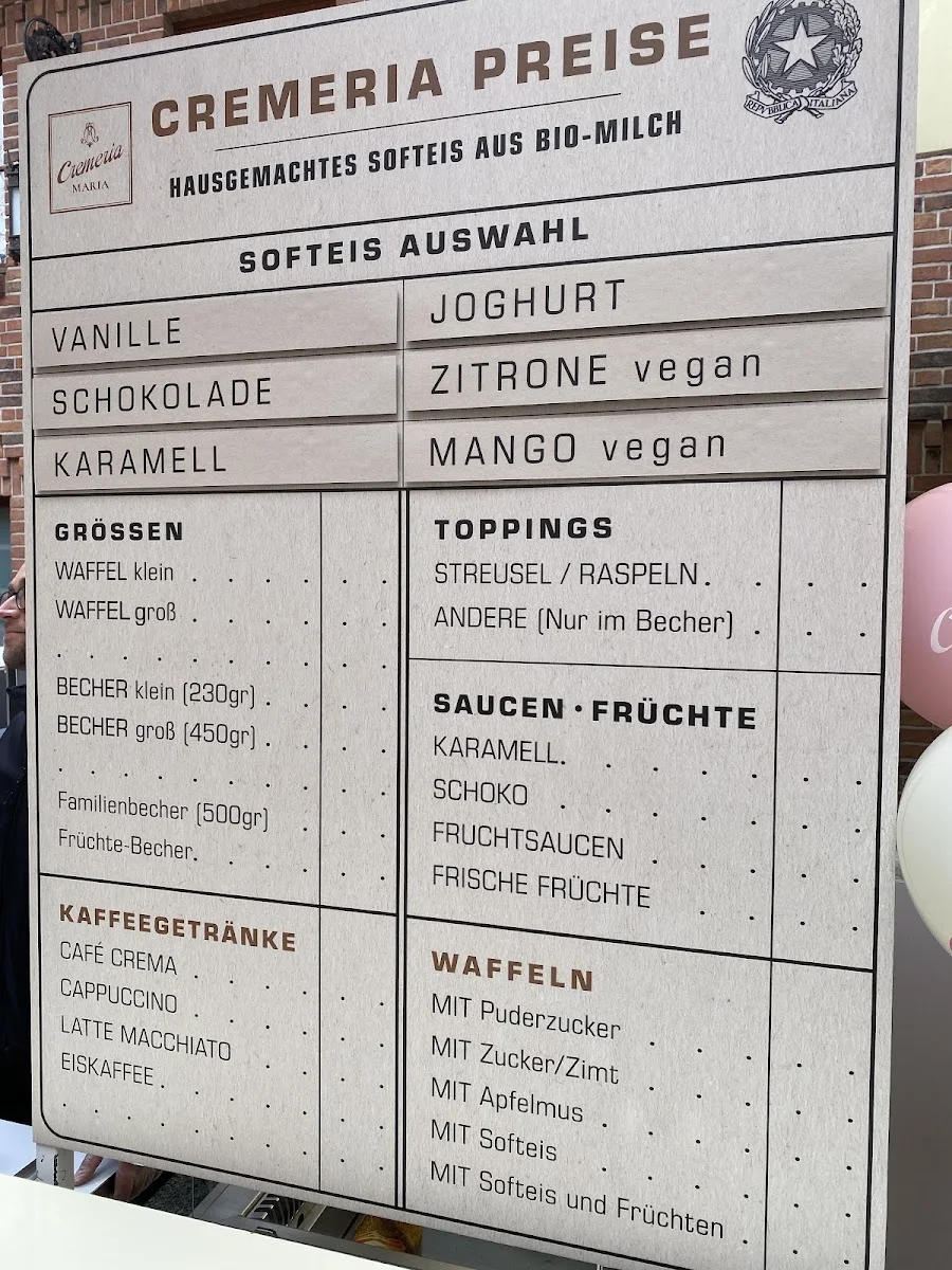 Osteria Maria – Speisekarte in Berlin