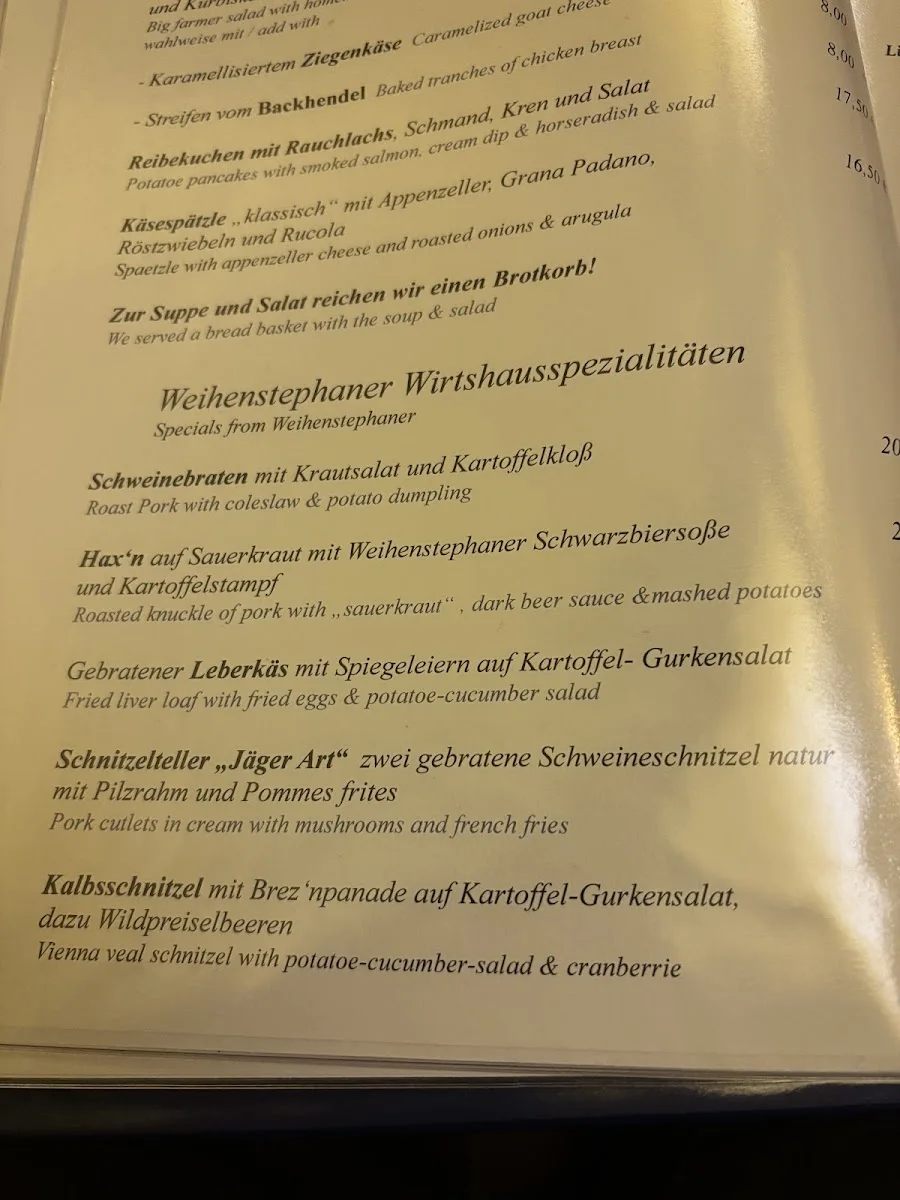 Weihenstephaner Lichterfelde – Speisekarte in Berlin