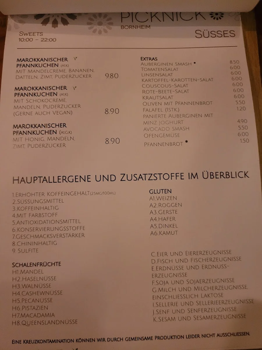 Picknick Café Bornheim – Speisekarte in Frankfurt am Main, Hessen