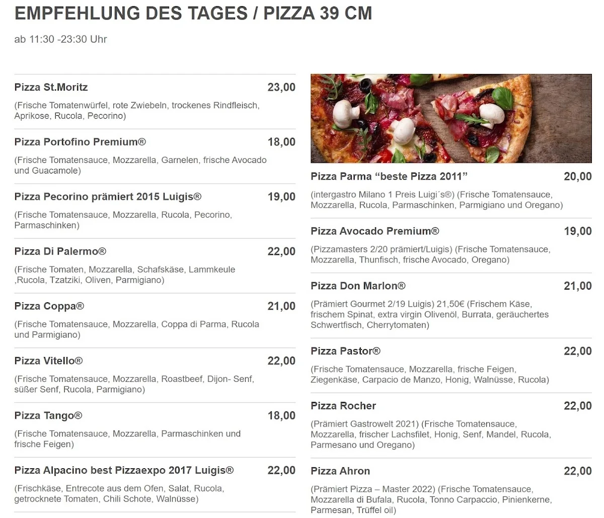 Luigi's – Speisekarte in Hamburg