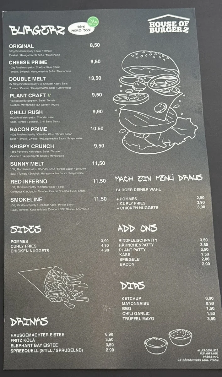 House of Burgerz – Speisekarte in Berlin