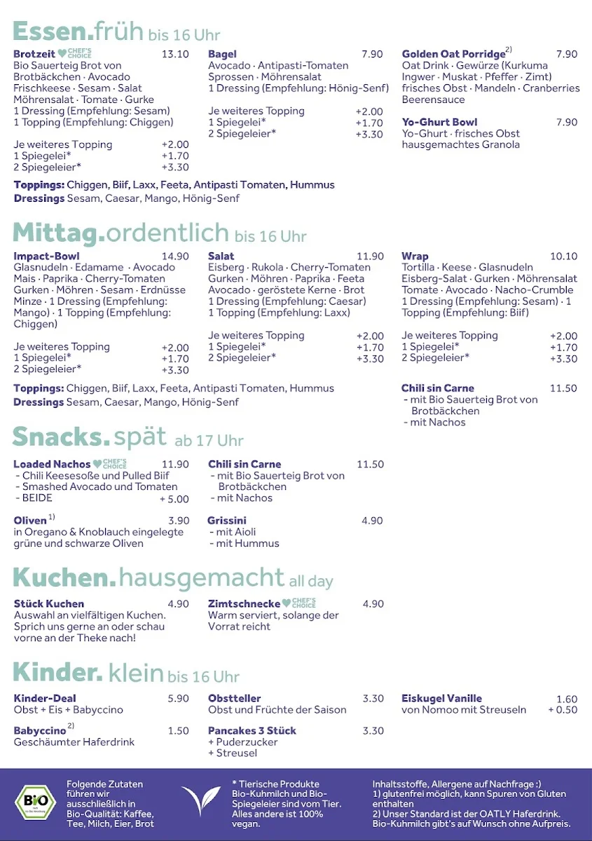 Impact - Café und Bar – Speisekarte in Köln, Nordrhein-Westfalen