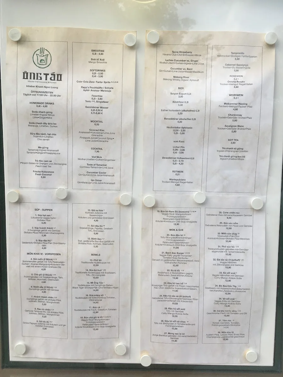 Ong Tao Vegan – Speisekarte in Frankfurt am Main, Hessen