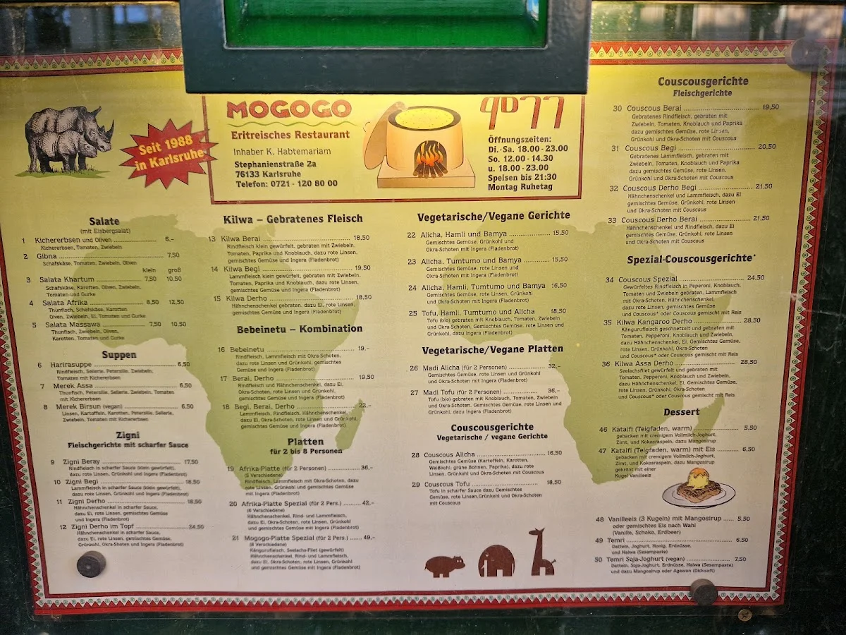 Restaurant Mogogo – Speisekarte in Karlsruhe, Baden-Württemberg