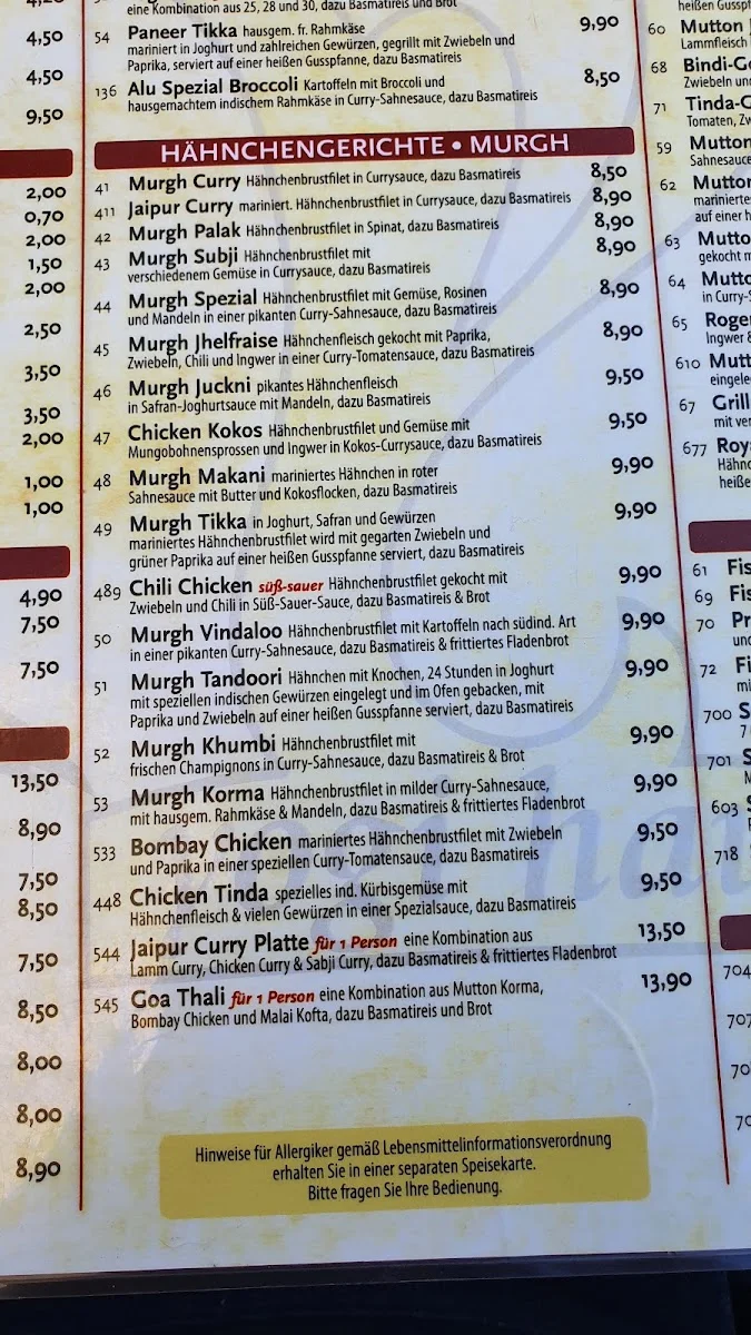 Yogi-Haus – Speisekarte in Berlin