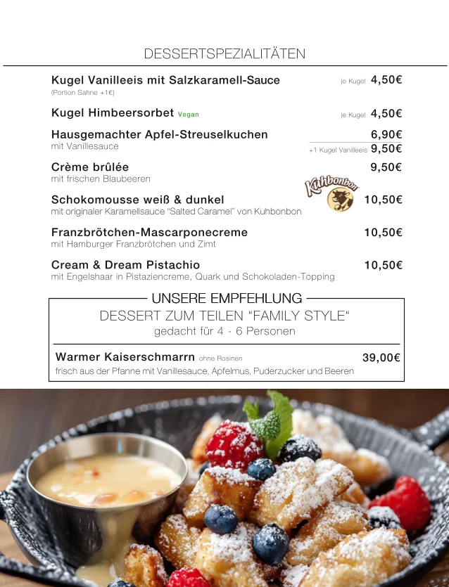 SPEISEKONTOR Hamburg - KÖRRI – Speisekarte in Hamburg