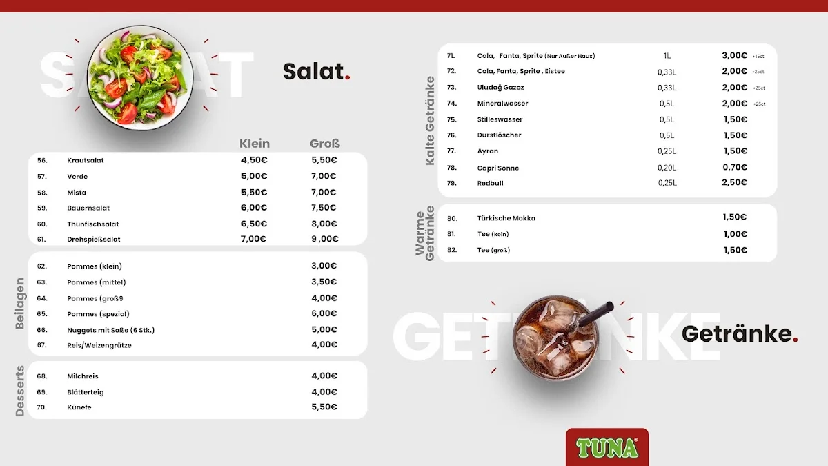 Tuna Kebaphaus & Pizzeria – Speisekarte in Hückelhoven, Nordrhein-Westfalen