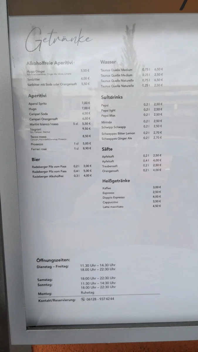 Ristorante M – Speisekarte in Taunusstein, Hessen