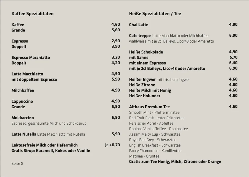 Cafe treppe – Speisekarte in Stuttgart, Baden-Württemberg